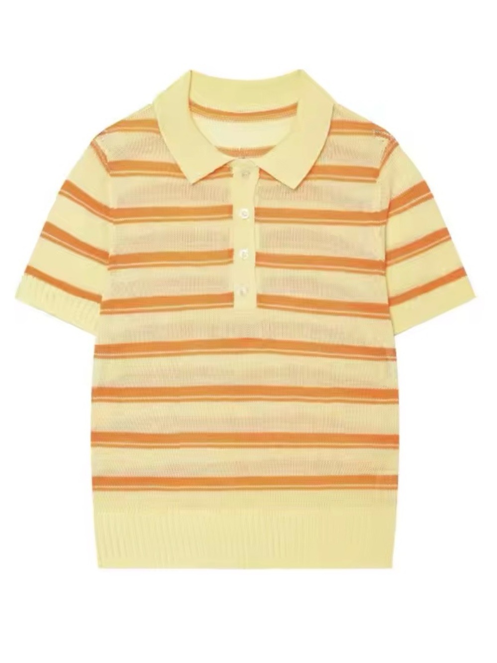 Zara Yellow Short-Sleeve Stripe Polo with Orange Bands